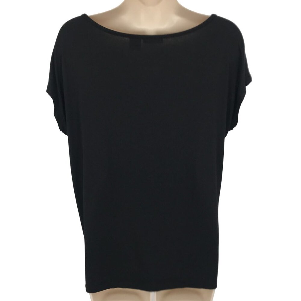 Tahari Womens Black Mesh Cutout Cap Sleeve Blouse Size M - Picture 4 of 6